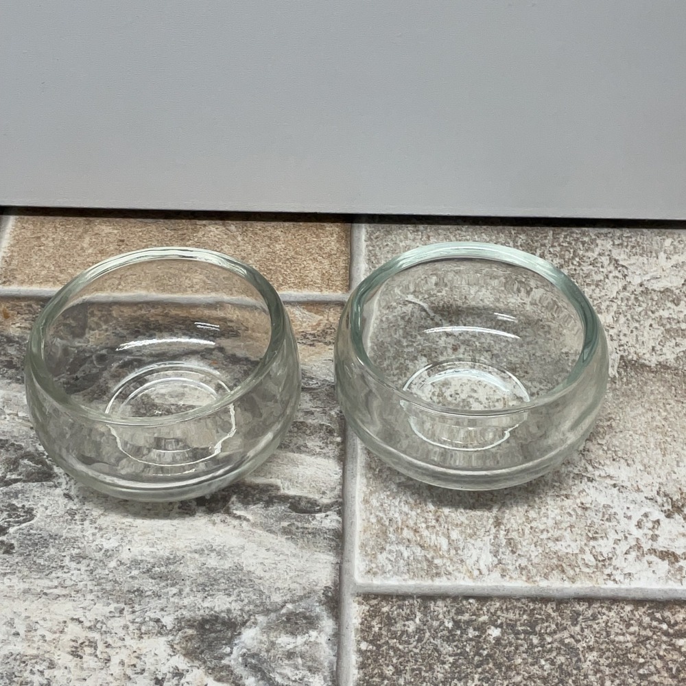 Duralex France Clear Glass Votive Candle Holder Set of 2 Bubble Round 3.5 Inch